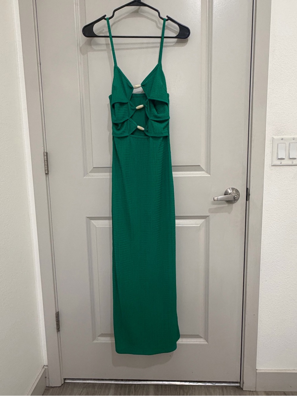 SHEIN Emerald Green Spaghetti-Strap Maxi Dress with Toggle Accents